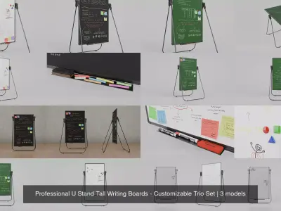 Professional U Stand Tall Writing Boards - Customizable Trio Set 3D Model Pack