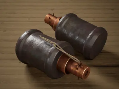 Japanese WWII Grenade Collection Low-poly 3D model