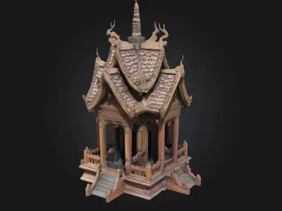 Wooden Temple Model  A Sacred Structure of Natural Harmony 3D model