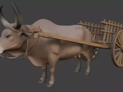 Realistic Indian Bullock Cart 3D Model 3D model