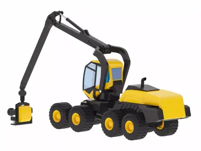 Harvester Forestry Scorpion Low-poly 3D model