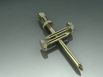 Cross NAIL Pendant with the stones 3d print model 3D print model