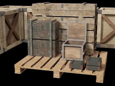 Military Wooden Chest Package 3D model