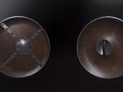 Wooden Medieval Shield Low-poly 3D model purchase