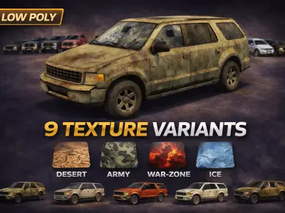 SUV Pack  Low Poly Game Ready Low-poly 3D model