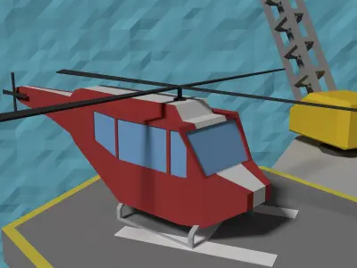LowPoly Helicopter Low-poly 3D model