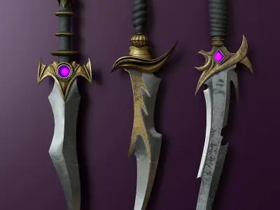 Collection of fantasy combat weapons 2 3D Model Pack