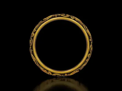 Men Antique floral carvings eternity band Ring v5 3D print model