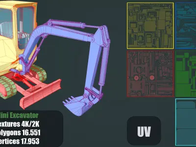 Mini Excavator Low-poly 3D model by baginsky1995 from CGTrader