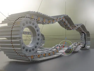 Curve based Caterpillar Track  Low-poly 3D model