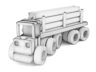 Wooden toy truck 18 3D model