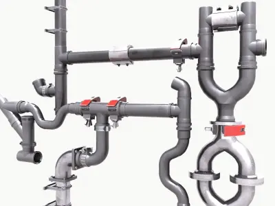 Pipe and Pipe Clamp Pack 3D model
