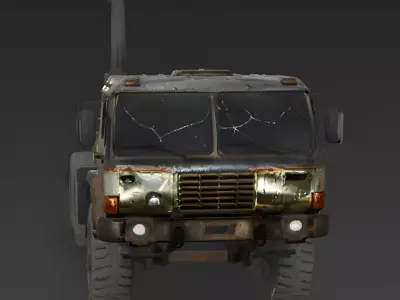 Realistic Wrecked Military Truck Chassis 3D Model Low-poly 3D model