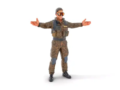 Leopard Camo Soldier Rigged and Animated D Character Model Low-poly 3D model