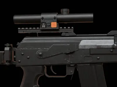 Modular assault rifle family Low-poly 3D model