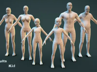 Base Mesh Pack - Family Base Mesh Low-poly 3D model