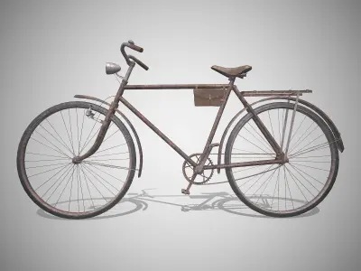 Customizable Vintage Bicycle Rusty - Updated for 2021 Low-poly 3D model