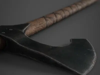 Medieval Axe Low-poly 3D model 13
