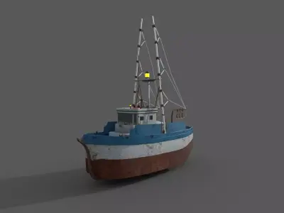 3d ship old fishing boat Low-poly 3D model