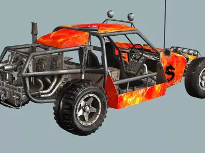 Post-Apocalypse Buggy Car D With Gunholder 3D Model Low-poly 3D model