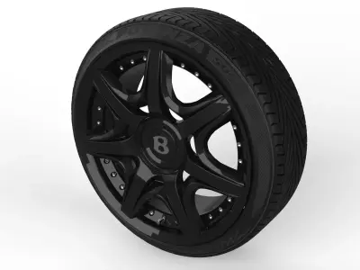 Bentley Continental GT wheel with tire Low-poly 3D model