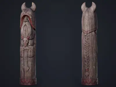 Wooden Totem 8 Low-poly 3D model