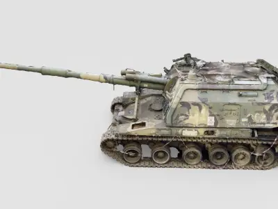 Destroyed 2S19 Msta 152 mm self-propelled howitzer M1990  3D model