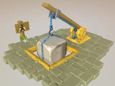 Low Poly Stone Quarry for Game or Animation Low-poly 3D model