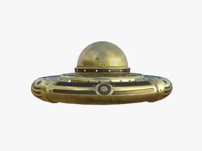 Alien Spaceship UFO E07 Gold - Sci Fi Spacecraft Design Low-poly 3D model