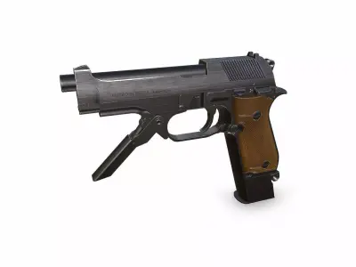 Beretta 93R Machine Pistol Low-poly PBR Low-poly 3D model