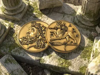 Ancient Panticapaeum Stater Coin Antique Greek Replica 3D print model