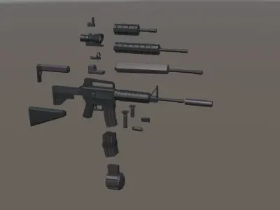 M4A1 Carbine Kit Low Poly Game Ready Low-poly 3D model