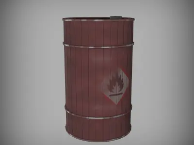 Abandoned Oil Drum rusted Low-poly 3D model