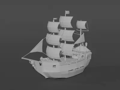 Pirate Ship Low Poly Low-poly 3D model