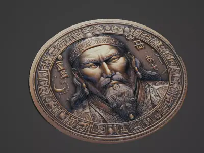 Genghis Khan Medallion 3D print model