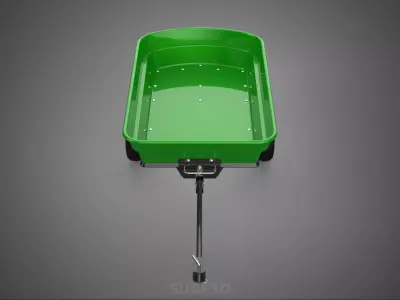 GREEN YELLOW POLY PP TRAY TOWING TRAILER CARGO CART WAGON GARDEN 3D model
