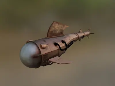 Steampunk  submarine Low-poly 3D model
