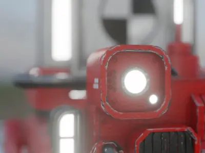 red sci-fi Cargo Delivery floor robot Drone Low-poly 3D model