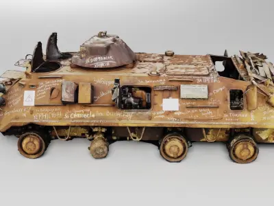 Destroyed BTR-80 wheeled amphibious armoured personnel carrier 3D model buy