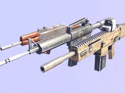 Low-poly and Mid-poly weapon model with PBR Textures Low-poly 3D model