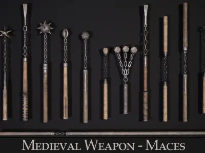 Medieval Weapon -  Flails Low-poly 3D model