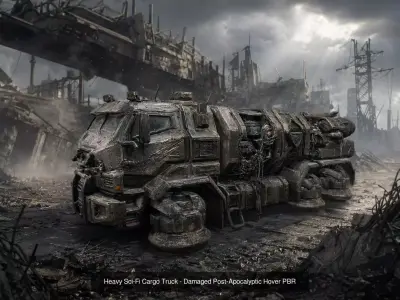 Sci-Fi Post-Apocalyptic Vehicles Mega Pack - 9 Game-Ready PBR