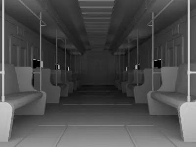 Subway Modern Train Interior with Leather Seats 3D model