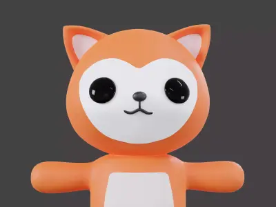 Character Fox kawaii cute Free low-poly 3D model