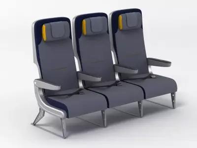 Economy Airplane Seating 3D model