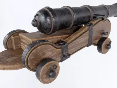 Pirate Ship Cannon Low-poly 3D model