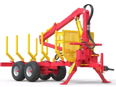 Xylotrail 11 Logging Forestry Trailer Low-poly 3D model