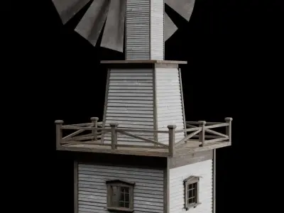 WILD WEST WESTERN WINDMILL WIND MILL TURBINE COLLECTION Low-poly 3D model