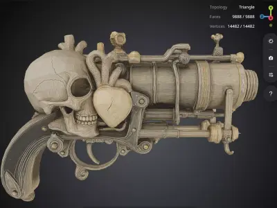 Steampunk Skull Pistol 3D model