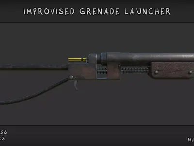 Improvised grenade launcher Low-poly 3D model